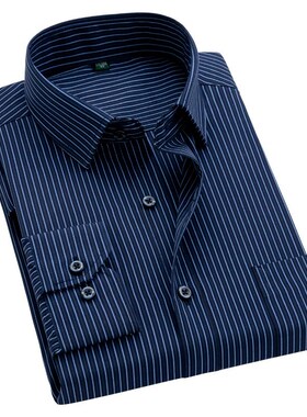 Quality Plus Size S To 8xl Formal Shirts for Men Striped Lon
