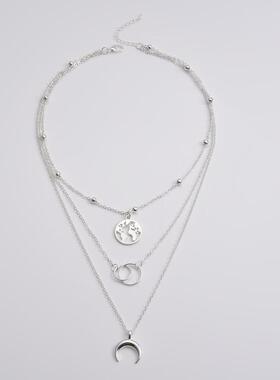 New Fashion Retro Moon World Map Circle Pendant Multilayer G