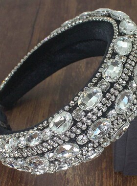 FirstStar New Baroque AB Sparkly Big Crystal Headbands Full