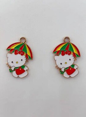 卡通猫咪造型吊饰 10件组合金饰品配件DIY材料 多色可选亚克力耳