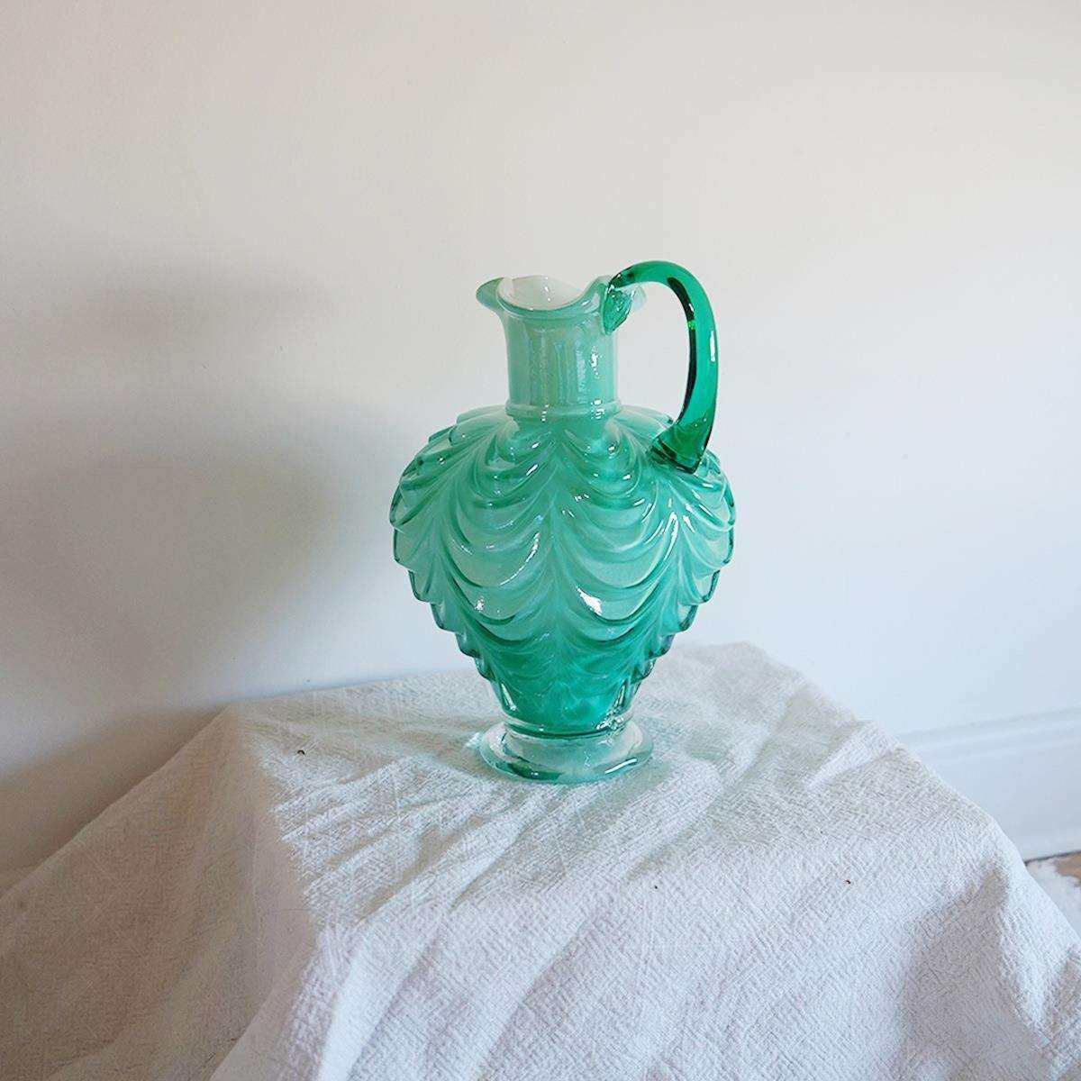 中古风格绿色帷幔单耳水升花瓶 水罐家居装饰摆件,淘宝优惠券,粉丝福利购,淘宝优惠卷