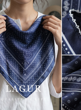 Lagur100%桑蚕丝复古小方巾丝巾