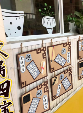 幼儿园笔墨纸砚书法主题楼梯走廊教室班级墙面布置环创装饰材料