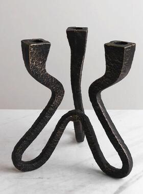 代现简约黑烛CHO台餐厅餐轻奢色创意客厅样板间民宿酒桌店装饰品