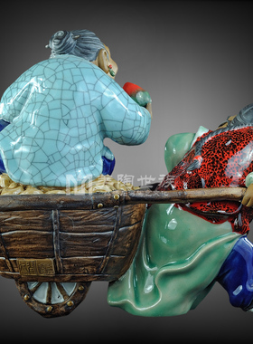 石湾陶瓷公仔大师工艺送礼精品家居门客厅招财装饰夫妻同心小摆件