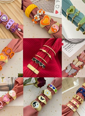 Vintage Colorful Heart Rings Set for Women Fashion Pink Gree