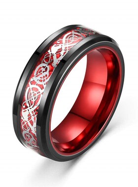 Fashion Black Tungsten Wedding Celtic Dragon Rings For Men I