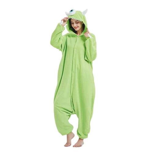 Polar Fleece Sullivan Mike Wazowski Monster Kigurumi Adults - 图2