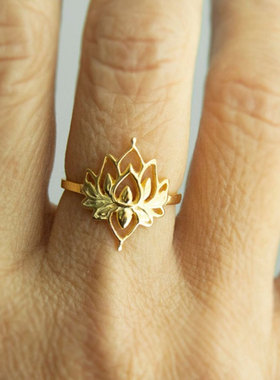 Vintage Lotus Rings for Women Girls Cuff Ring Promise ring S