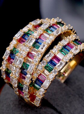 Bride Talk Luxury rendy Women Ring Colorful Cubic Zirconia W