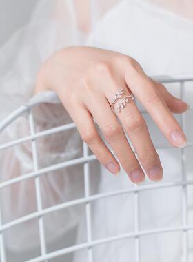 New Korean Open Leaf Rings For Women Girl Silver Color Resiz