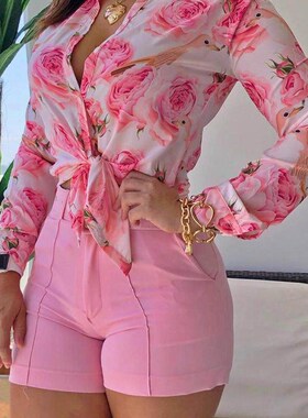 2020 Women Casual Autumn Chiffon Blouse Floral Print Long Sl