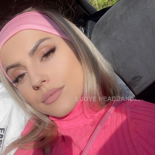 Solid Color Elastic Headband Wide Hair Band Makeup Hair Hoop - 图0