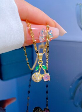 Fashion light luxury cute cherry beauty pink small fresh lad