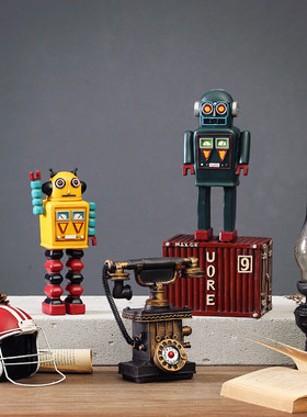 复古创意咖啡厅餐厅树脂装饰品摆件创意家居客厅电视柜样板间摆设