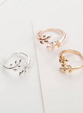 Charms Two colors Olive ree Branch Leaves Open Ring for Wome