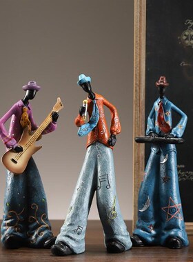 复古创意乐队人物摆件酒柜家居客厅书柜电子琴萨克斯装饰品摆设