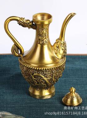 销售龙茶壶做旧藏仿古金属铜饰制造黄色居古玩收家410装品
