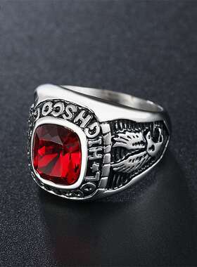 R0152-NK02 Retro high scool military ring mens titanium ste