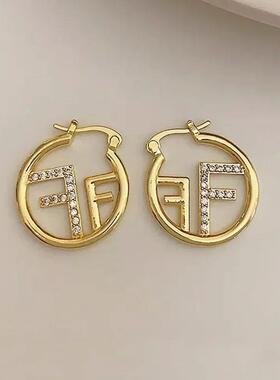 2024+Fashion+Hollow+Circular+Letter+F+Earrings+for+Womens+P