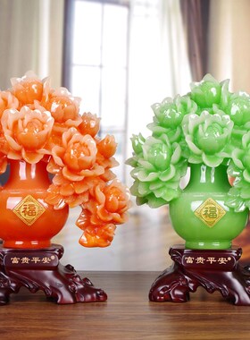 牡丹花摆件家居客厅电视柜玄关家具酒柜新房中式装饰乔迁新居礼品