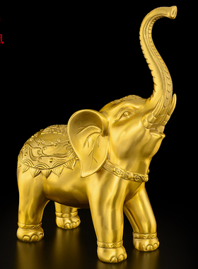 铜大象摆件一对黄铜招财吸水象中式酒柜办公室客厅乔迁礼品特大号