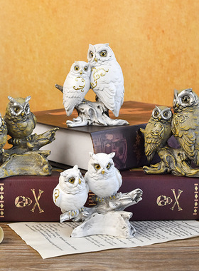 新跨境美式猫头鹰树脂工艺品摆件创意家居装饰品客厅软装摆设摆件