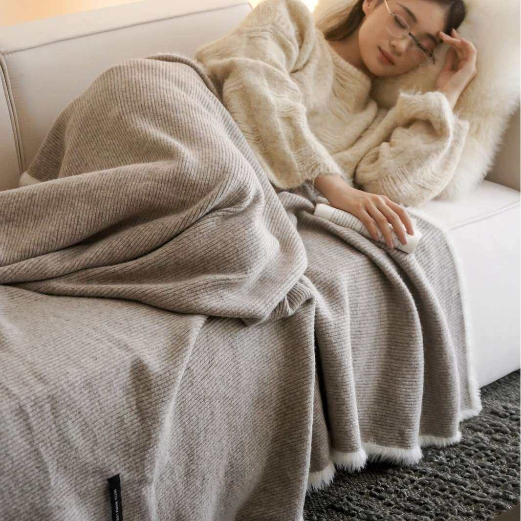 纯色简单软乎乎针织羊毛手工编织毯沙发毯办公室午睡毯披肩毯子,淘宝优惠券,粉丝福利购,淘宝优惠卷