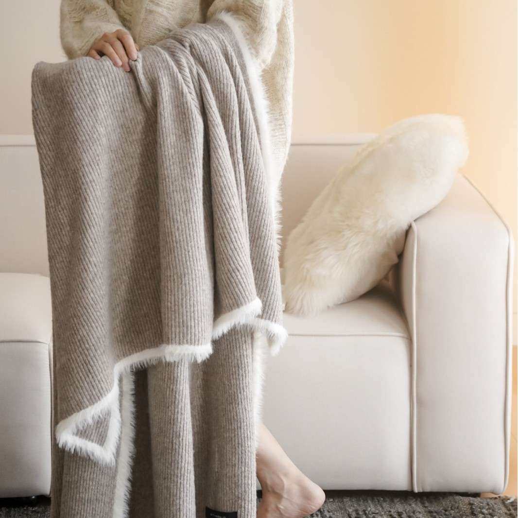 纯色简单软乎乎针织羊毛手工编织毯沙发毯办公室午睡毯披肩毯子,淘宝优惠券,粉丝福利购,淘宝优惠卷