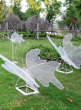 公园园林园林婚庆道具装饰品雕塑蝴蝶铁艺不锈钢丝定制不锈钢镂空