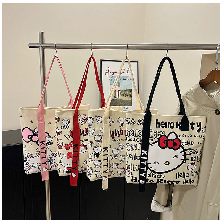 hellokitty卡通帆布包时尚包女手提袋可爱通勤百搭单肩托特大容量,淘宝优惠券,粉丝福利购,淘宝优惠卷