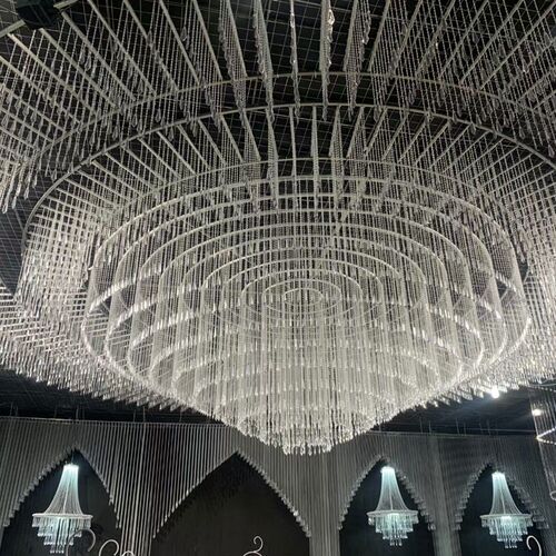 新款婚庆爱神之剑水晶悬吊式天花板圆环珠帘成品圆环装饰婚礼堂套 - 图0