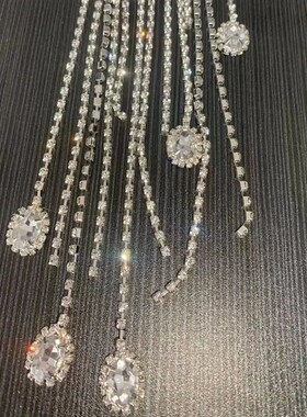Novelly Rhinestone Long Tassel Flower Pendant Hair Comb Acce