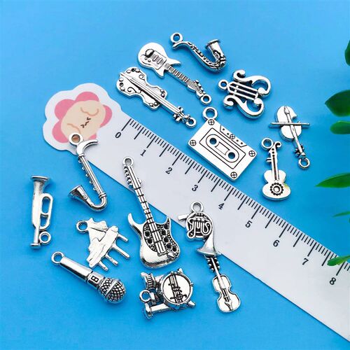 Mix 15pcs Antique Silvery Musical Instrument Charms Pendant - 图2