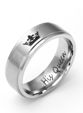 6MM Womens Beveled Crown Her King His Queen Stainless Steel