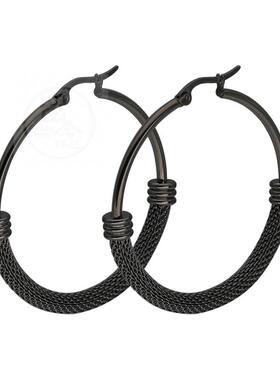。Titanium steel fashion simple round exaggerated big ear ri