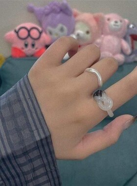 Cute Simple Frog Chick Ring for Women Girl Resin Geometric F