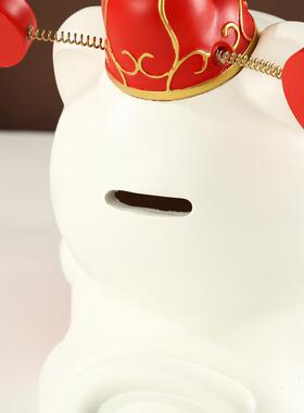 红色盒财神猫纳收物摆件创意招财猫钥匙杂收纳家居装饰猫1031-3咪