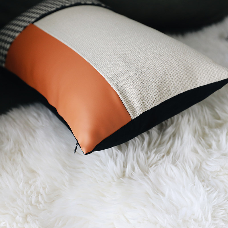 现代样板间软装客厅沙发皮拼接小腰枕单椅靠垫办公室腰靠床上抱枕,淘宝优惠券,粉丝福利购,淘宝优惠卷