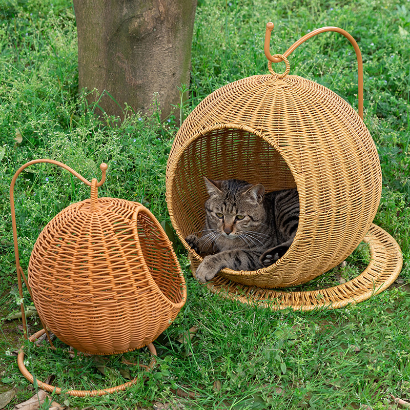 宠物吊床猫窝藤编四季通用草编可水洗编织秋千床猫咪悬挂式吊摇篮,淘宝优惠券,粉丝福利购,淘宝优惠卷