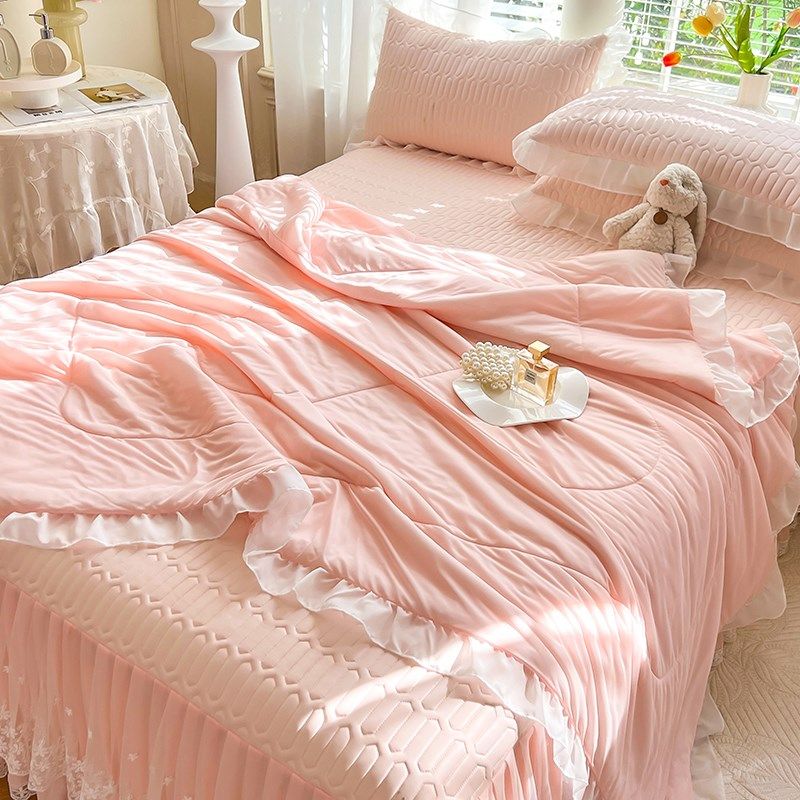 乳胶凉席四件夏季蕾丝床裙家用公主风夏天可机洗冰丝凉席夏凉被,淘宝优惠券,粉丝福利购,淘宝优惠卷