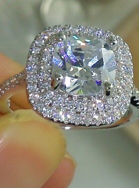 2023 fashion ring new style Cushion cut 4ct 5A Zircon stone