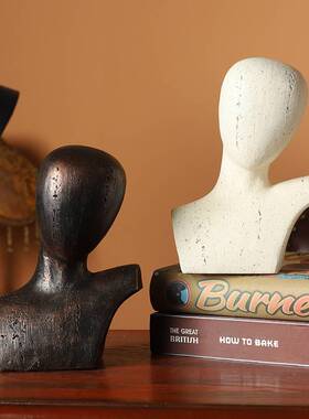 电摆件北欧创意白色人头像摆件高级感轻家居玄关视装饰品人物摆设