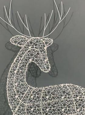 现货跨境圣诞鹿家3件套白色闪光母鹿小鹿大型圣诞饰品可发光摆件