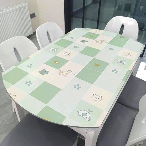 不透明折叠椭圆形桌垫防水防油防烫椭圆餐桌布PVC塑料茶几垫家用 - 图0