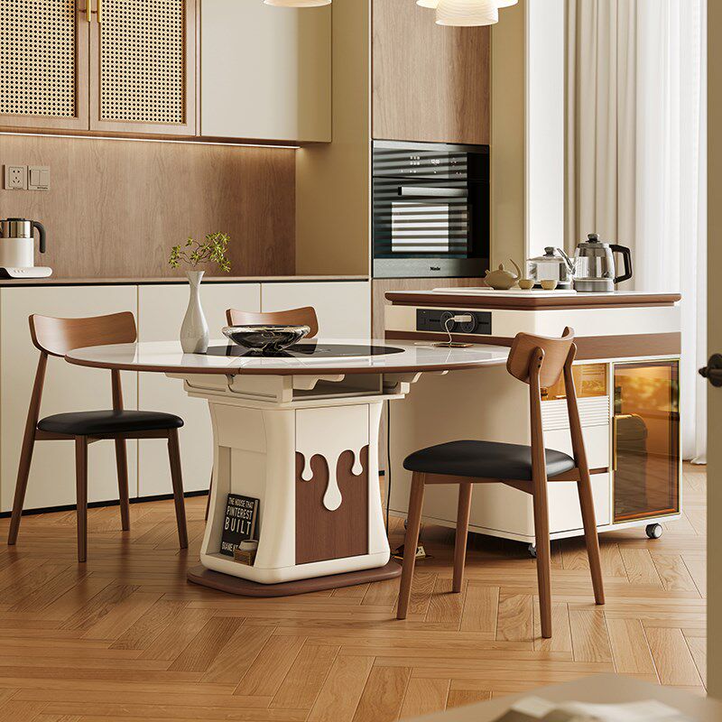 岩板岛台餐桌一体移动岛台茶桌可伸缩变圆桌家用多功能电磁炉圆桌,淘宝优惠券,粉丝福利购,淘宝优惠卷