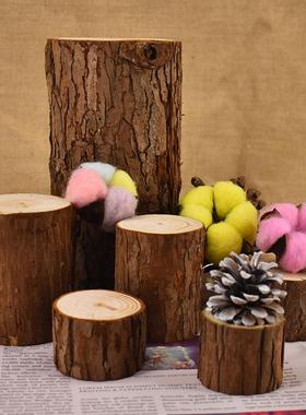 小木桩底座摆件树桩原木头杉树摄影拍照手工DIY装饰道具展示木桩