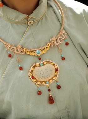 金玉良缘 璎珞项圈平安锁吊坠唐风富贵百搭中式复古明清 汉服新娘