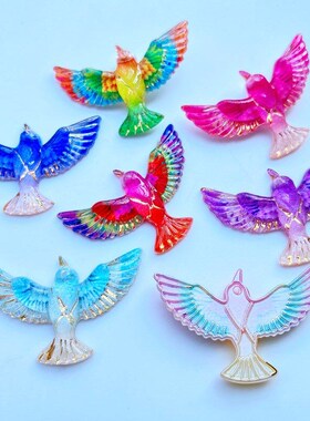 10Pcs Cute Mini There Is A Hole Lin The Bird Acrylic Flat Ba