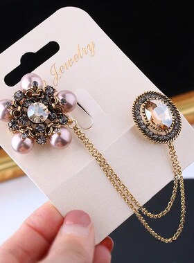 Fashion Tassel Vintage Brooches For Women Luxury Rhinestone